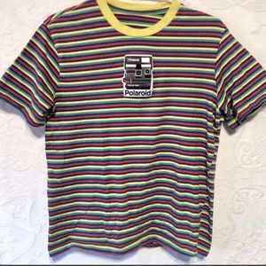 Polaroid Rainbow Stripe Embroidered T Shirt
